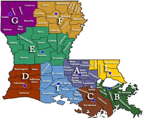 Louisiana State Police Troop Map